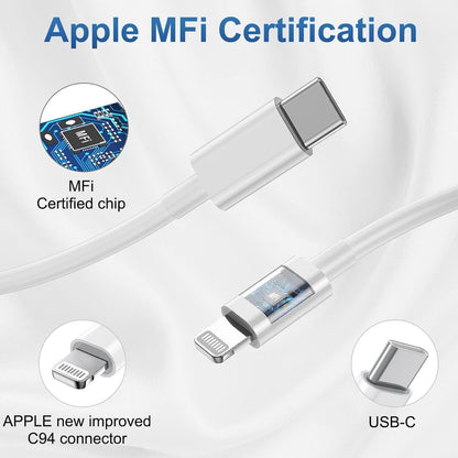 Cargador de iPhone de carga rápida, paquete de 2 bloques de carga de pared tipo C con 2 unidades [6 pies y 10 pies] cable USB C a Lightning para iPhone 14/13/12/12 Pro Max/11/Xs Max/XR/X