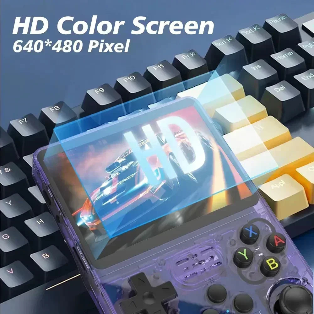 R36S Portable Open Source Game Console 64G 128B 3.5 Inch IPS Screen Linux Player with 15000 Preloaded Games Orange