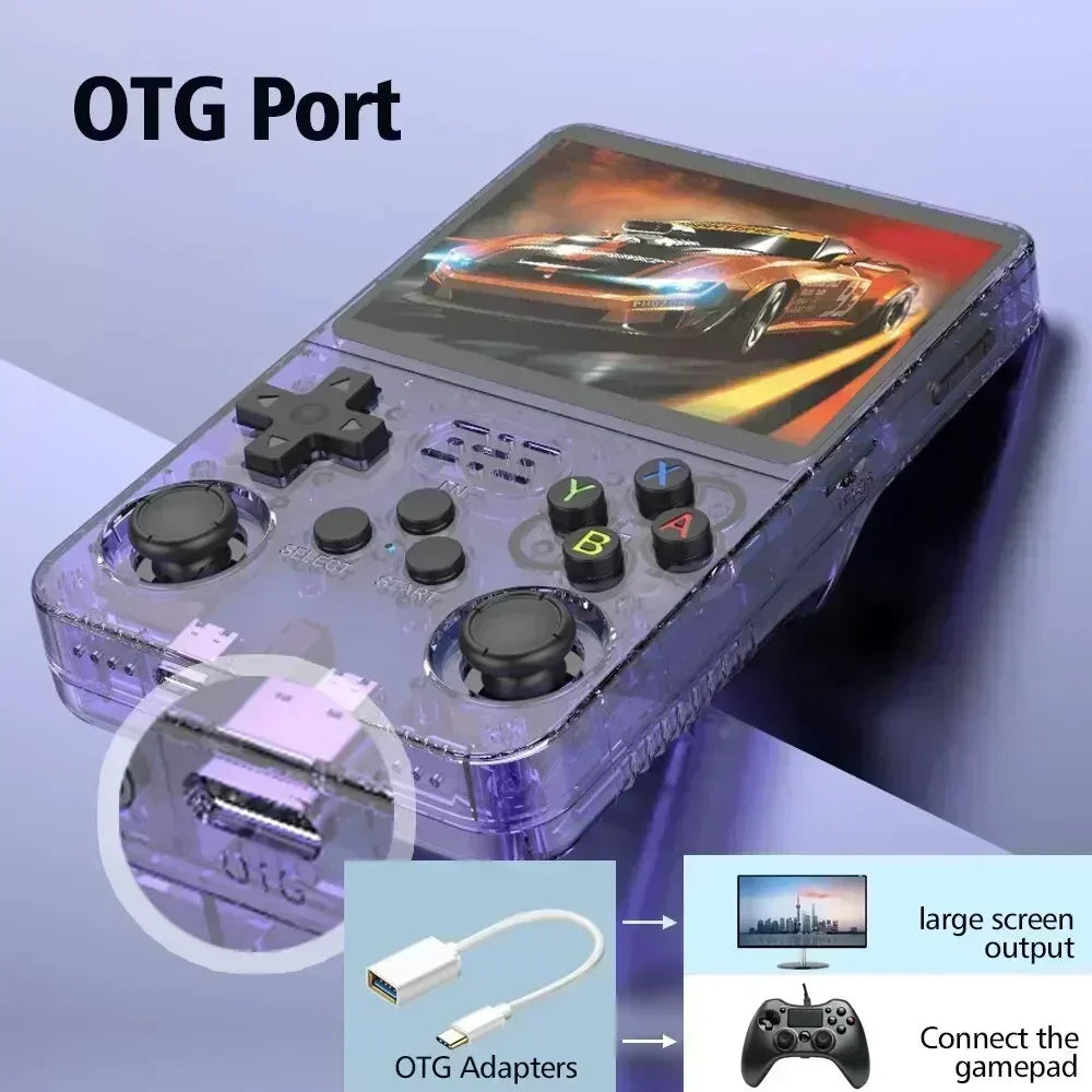 R36S Portable Open Source Game Console 64G 128B 3.5 Inch IPS Screen Linux Player with 15000 Preloaded Games Orange