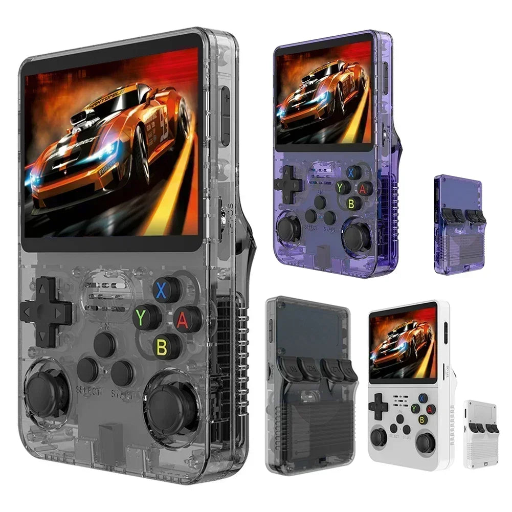 R36S Portable Open Source Game Console 64G 128B 3.5 Inch IPS Screen Linux Player with 15000 Preloaded Games Orange